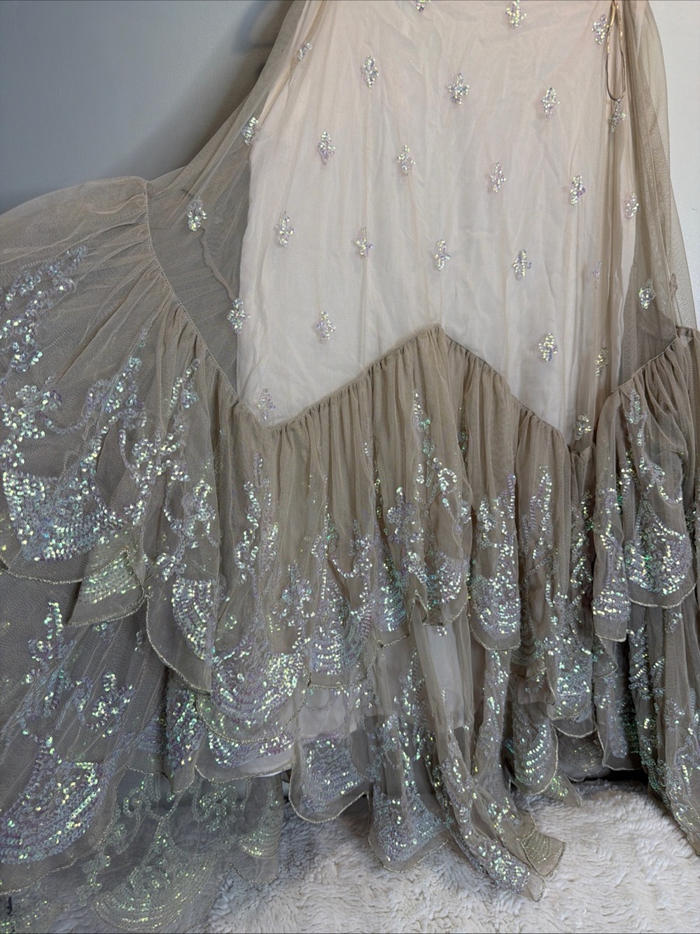 Free People Ciara Shimmer Ethereal Beaded Embellished Midi Skirt XS - Picture 6 of 7